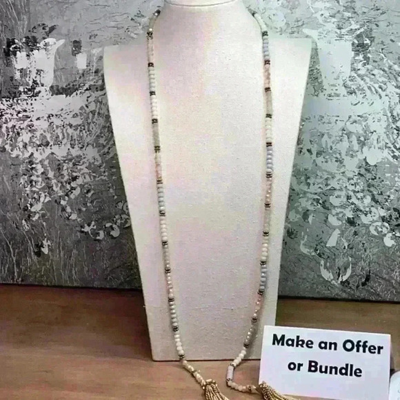 Vintage Sparkling Glass Crystal Lariat- Blue Pink Clear White - Picture 5 of 6